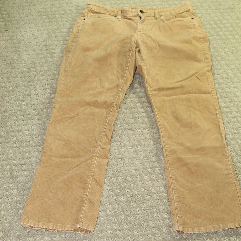 Lands' End Corduroy Pants Women 8 Tan Brown Mid Rise Straight Leg Comfort